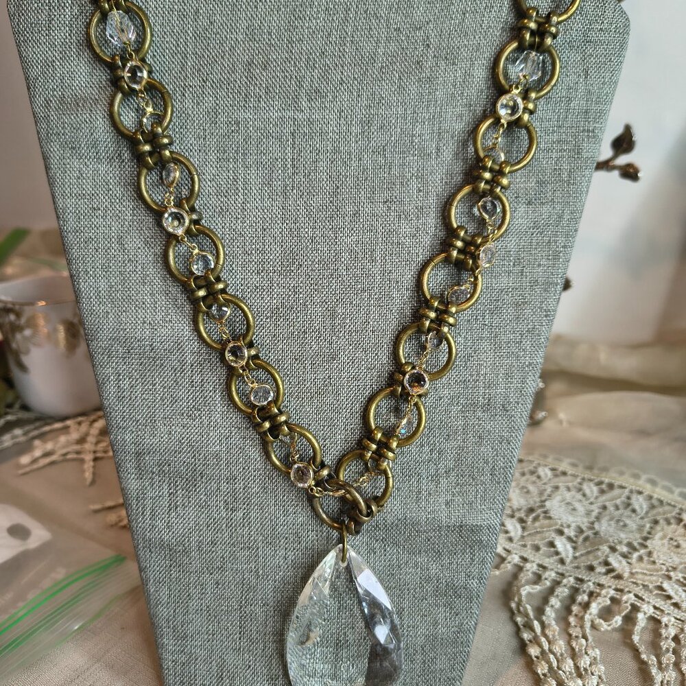 Citrine By The Stones Brass and Crystal Necklace